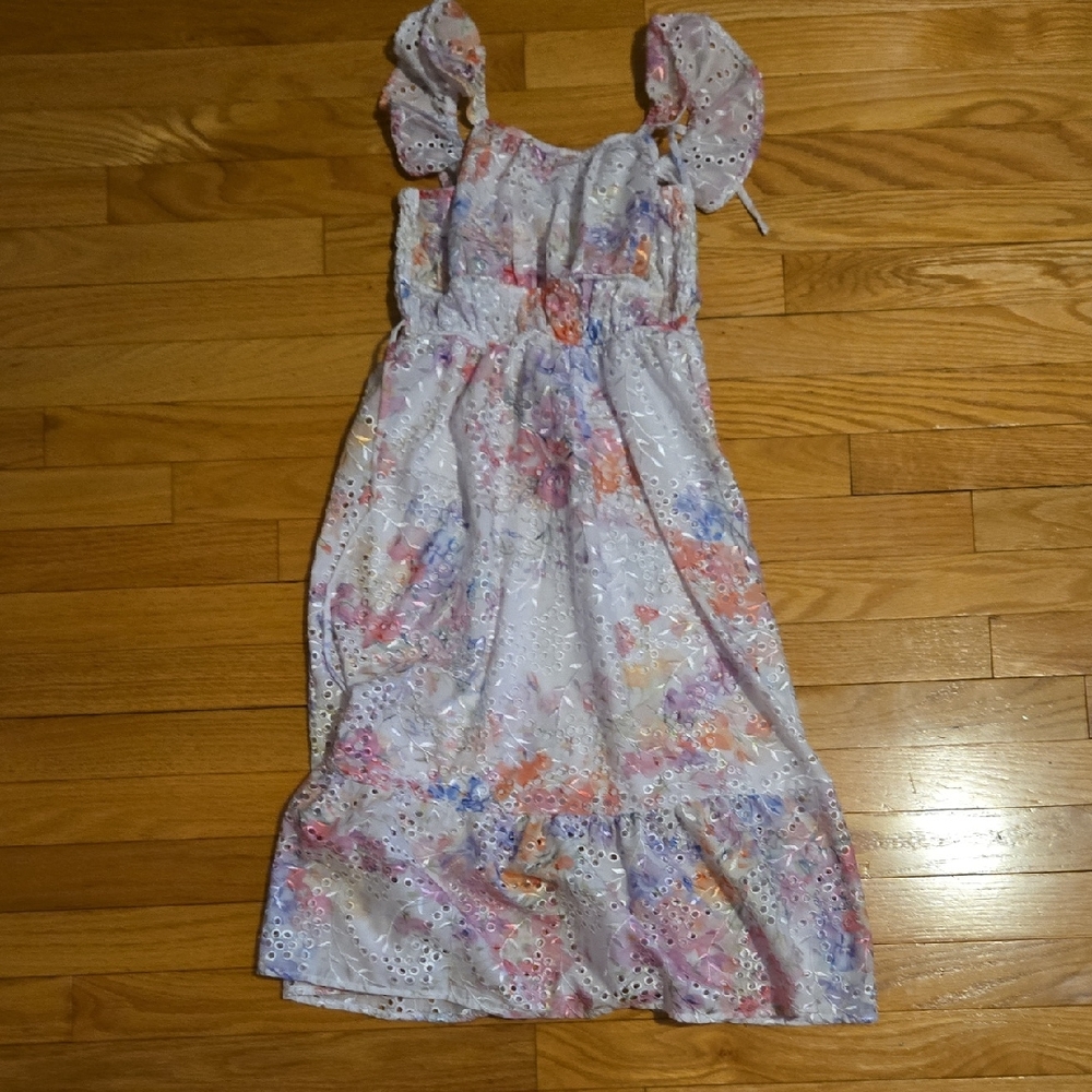 Speechless White Eyelet Dress with Pastel Floral Print